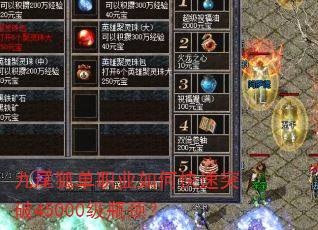 九尾狐单职业如何快速突破45000级瓶颈? 九尾狐单职业如何快速突破45000级瓶颈?