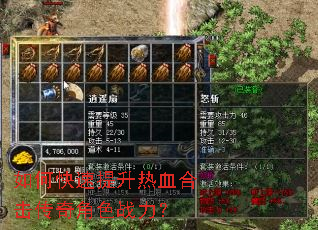 如何快速提升热血合击传奇角色战力? 如何快速提升热血合击传奇角色战力?